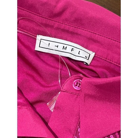 In The Mood For Love Lina Sequin Shirt Dress in Fuchsia Medium New ITMFL - Picture 8 of 15